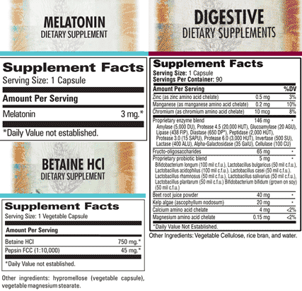 Nutrtitional Facts for Acid Reflux Repair Kit by Whole-istic Solutions