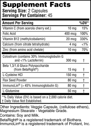 Nutrtitional Facts for Immune Support by Whole-istic Solutions