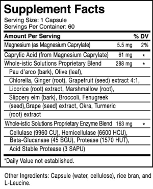 Nutrtitional Facts for Intestinal Support by Whole-istic Solutions