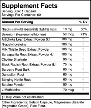 Nutrtitional Facts for Liver Support by Whole-istic Solutions