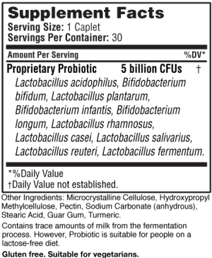 Nutrtitional Facts for Probiotic by Whole-istic Solutions