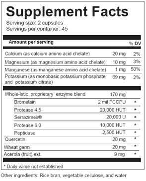 Nutrtitional Facts for Proteolytic Plus by Whole-istic Solutions